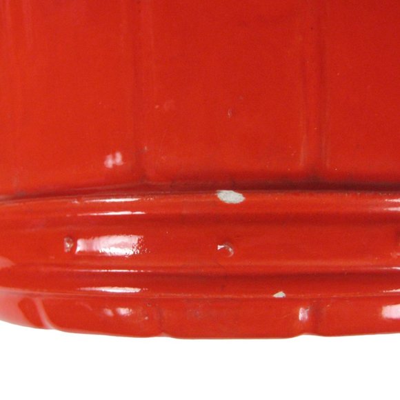 Red Ceramic Fruit Basket Handcrafted VTG 1979 Vase Planter Decor H 6.75 In CHIPS - Picture 5 of 6